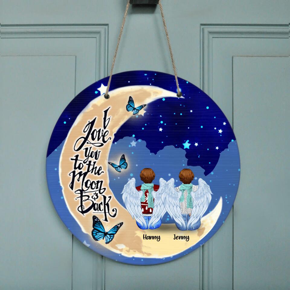 Personalized Sister Moon Circle Wall Art - Best Gift For Sisters - Up to 5 Women - Always Sisters