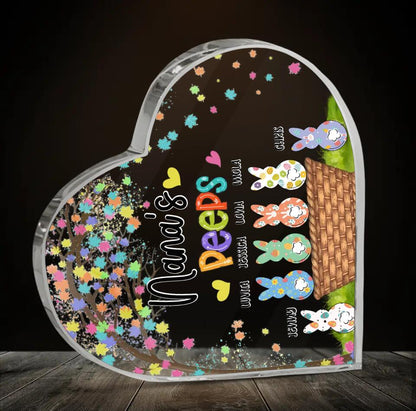 Personalized Nana's Peeps Crystal Heart - Gift Idea For Easter Day - Up to 6 Bunnies - Nana's Peeps
