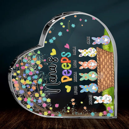 Personalized Nana's Peeps Crystal Heart - Gift Idea For Easter Day - Up to 6 Bunnies - Nana's Peeps