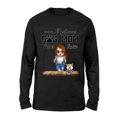 Personalized Dog Mom Front Shirt/Pullover Hoodie - Gifts For Dog Lover With Up to 4 Dogs - Best Dog Mom Ever