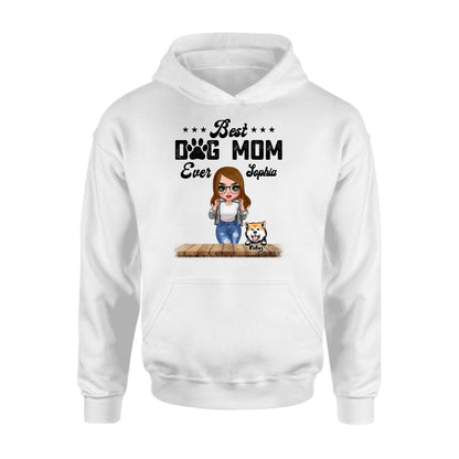 Personalized Dog Mom Front Shirt/Pullover Hoodie - Gifts For Dog Lover With Up to 4 Dogs - Best Dog Mom Ever