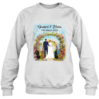 Personalized Wedding T-shirt - Wedding Gift For Couple - Up to 4 Dogs