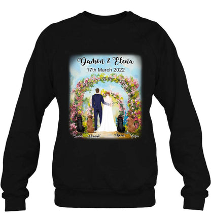 Personalized Wedding T-shirt - Wedding Gift For Couple - Up to 4 Dogs