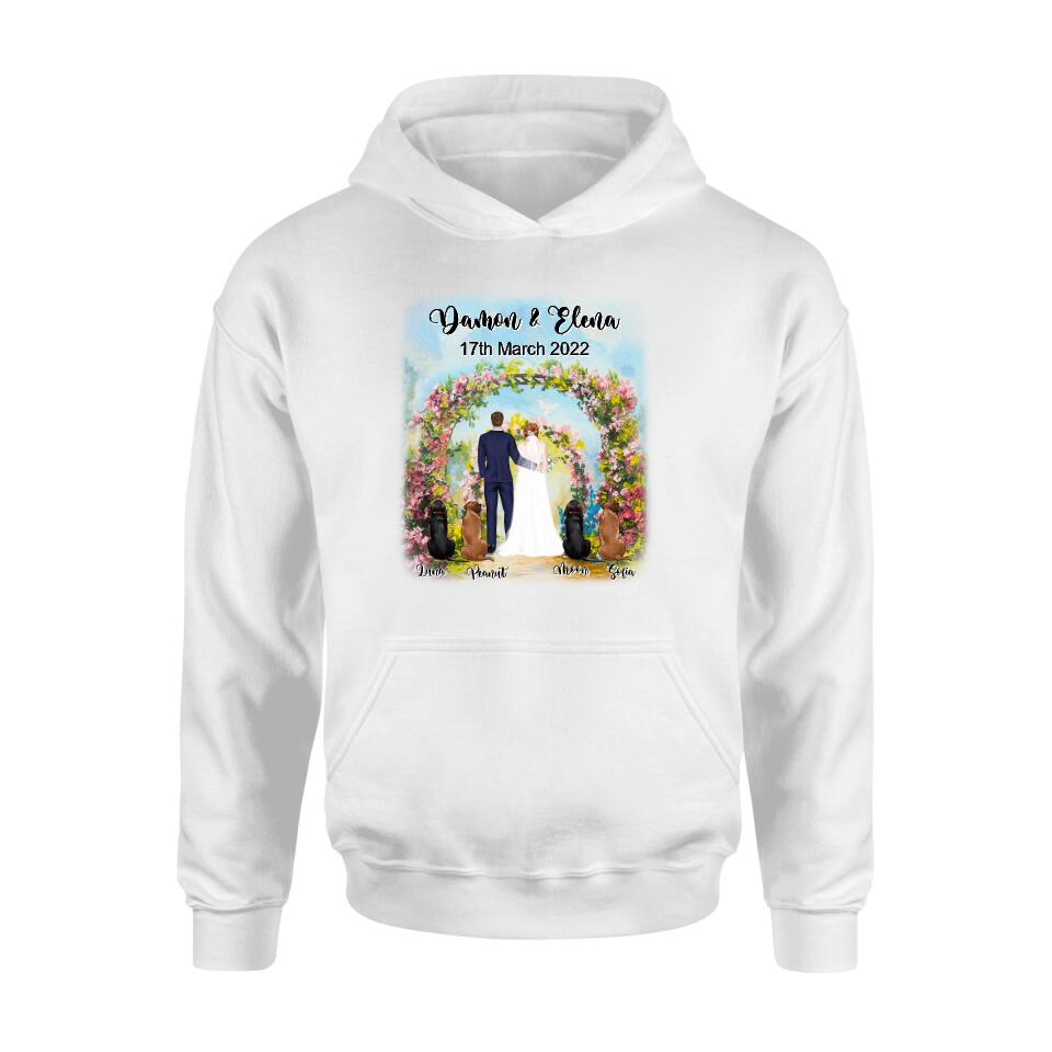 Personalized Wedding T-shirt - Wedding Gift For Couple - Up to 4 Dogs