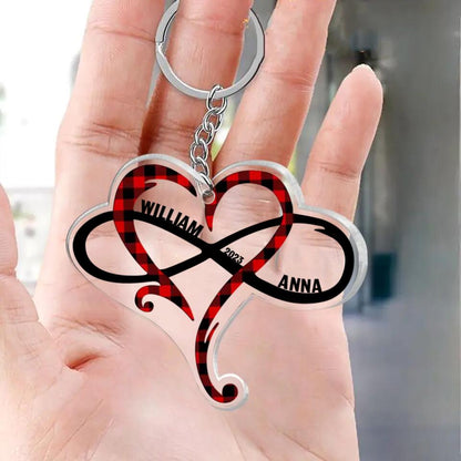 Personalized Couple Heart Acrylic Keychain - Gift Idea For Couple