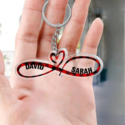 Personalized Couple Heart Acrylic Keychain - Gift Idea For Couple