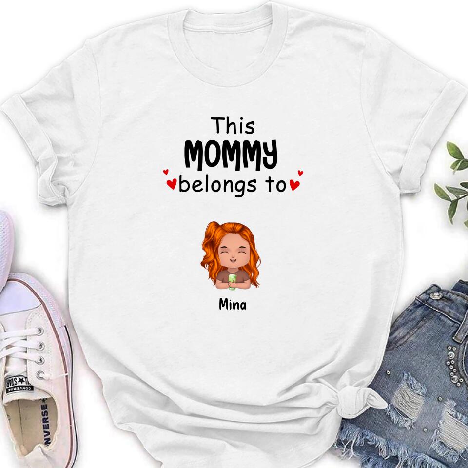 Personalized This Mommy Belongs To Doll Kids T-Shirt/Long Sleeve/Sweatshirt/Hoodie - Up to 7 Children - Gift Idea For Grandma/Grandpa/Dad/Mom/Mother's Day/Father's Day