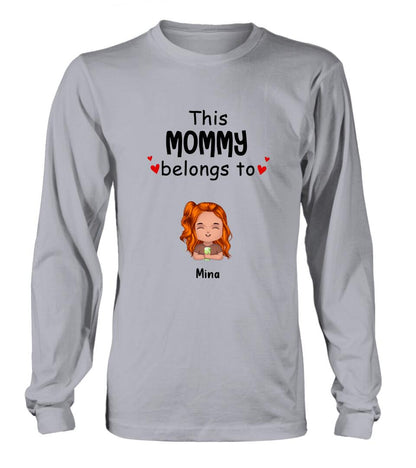 Personalized This Mommy Belongs To Doll Kids T-Shirt/Long Sleeve/Sweatshirt/Hoodie - Up to 7 Children - Gift Idea For Grandma/Grandpa/Dad/Mom/Mother's Day/Father's Day