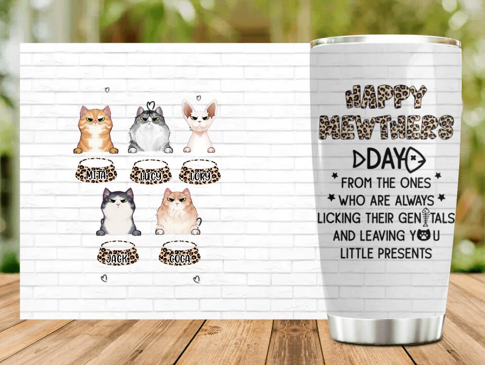 Personalized Cats Tumbler - Up to 5 Cats - Gift Idea For Cat Lovers - Happy Mewthers Day