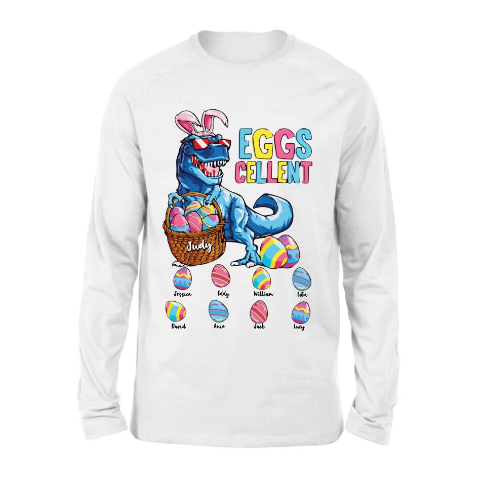 Personalized Dinosaur Eggs Cellent T-shirt/Long Sleeve/Sweatshirt/Hoodie - Gift Idea For Easter Day - Up to 8 Eggs - Dinosaur Eggs Cellent Easter