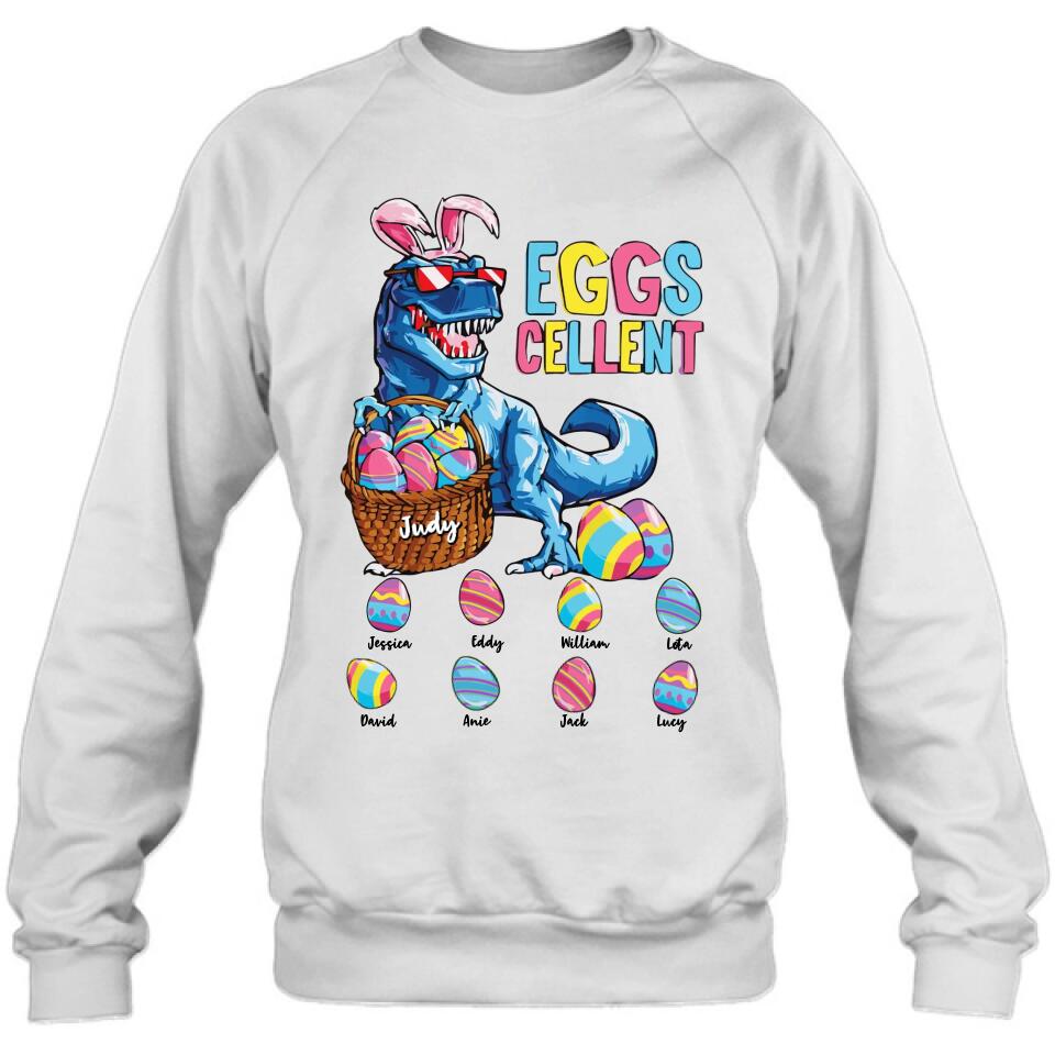Personalized Dinosaur Eggs Cellent T-shirt/Long Sleeve/Sweatshirt/Hoodie - Gift Idea For Easter Day - Up to 8 Eggs - Dinosaur Eggs Cellent Easter