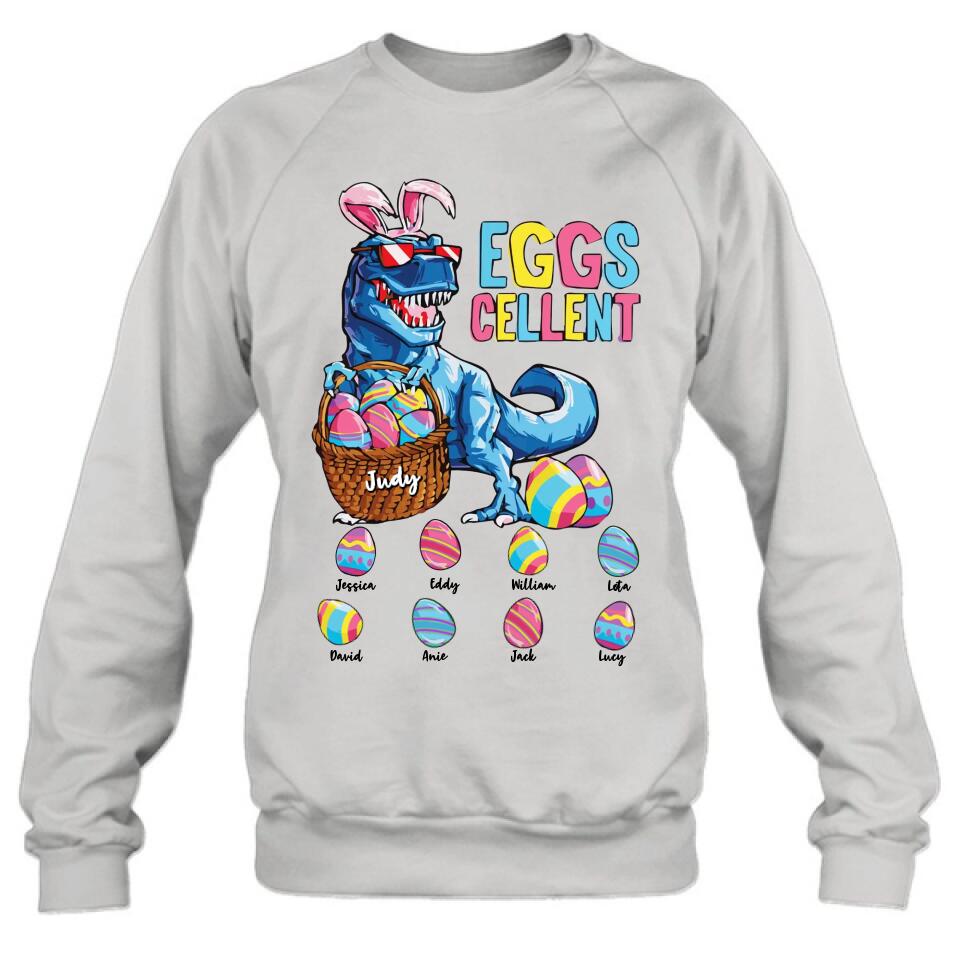Personalized Dinosaur Eggs Cellent T-shirt/Long Sleeve/Sweatshirt/Hoodie - Gift Idea For Easter Day - Up to 8 Eggs - Dinosaur Eggs Cellent Easter