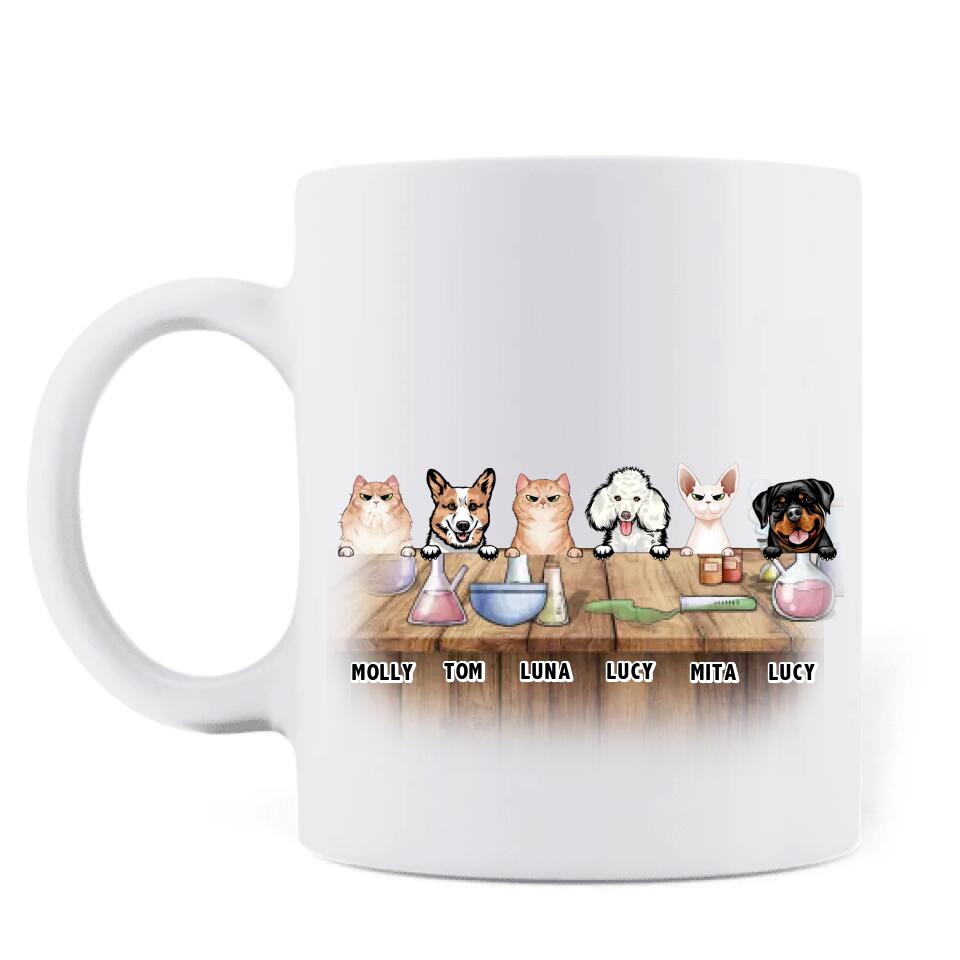 Personalized Pet Mug - Gift Idea For Dog/Cat Lover - Up to 6 Pets - All Food Must Go To The Lab For Testing