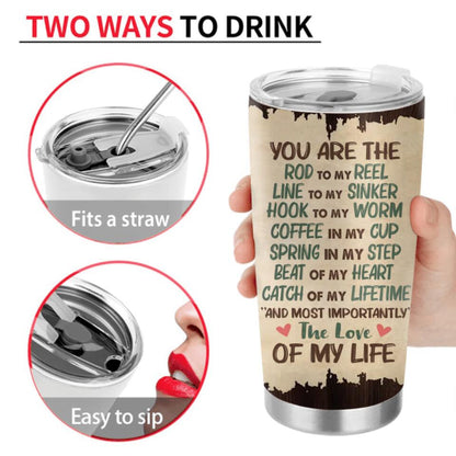 Personalized Fishing Couple Tumbler - Gift Idea For Couple/Fishing Lovers - To My Husband You Are The Rod To My Reel