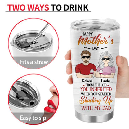 Personalized Stepped Up Mom Tumbler - Best Gift For Mother's Day From Children - Up to 3 Children - Happy Mother's Day From The Kid You Inherited