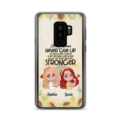 Custom Personalized Strong Women Phone Case - Upto 5 Women - Gift Idea For Friends/Besties/Sisters - Never Give Up - Case for iPhone/Samsung