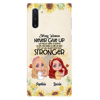 Custom Personalized Strong Women Phone Case - Upto 5 Women - Gift Idea For Friends/Besties/Sisters - Never Give Up - Case for iPhone/Samsung