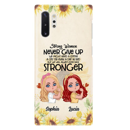 Custom Personalized Strong Women Phone Case - Upto 5 Women - Gift Idea For Friends/Besties/Sisters - Never Give Up - Case for iPhone/Samsung
