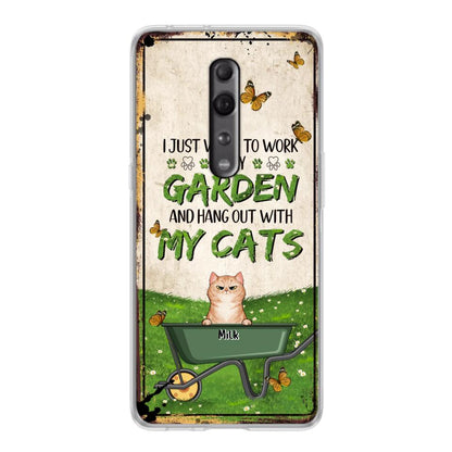 Custom Personalized Cat Phone Case For Xiaomi/ Oppo/ Huawei - Gift Idea For Cat Lover - Up to 6 Cats - I Just Want To Work In My Garden And Hang Out With My Cat