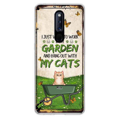Custom Personalized Cat Phone Case For Xiaomi/ Oppo/ Huawei - Gift Idea For Cat Lover - Up to 6 Cats - I Just Want To Work In My Garden And Hang Out With My Cat