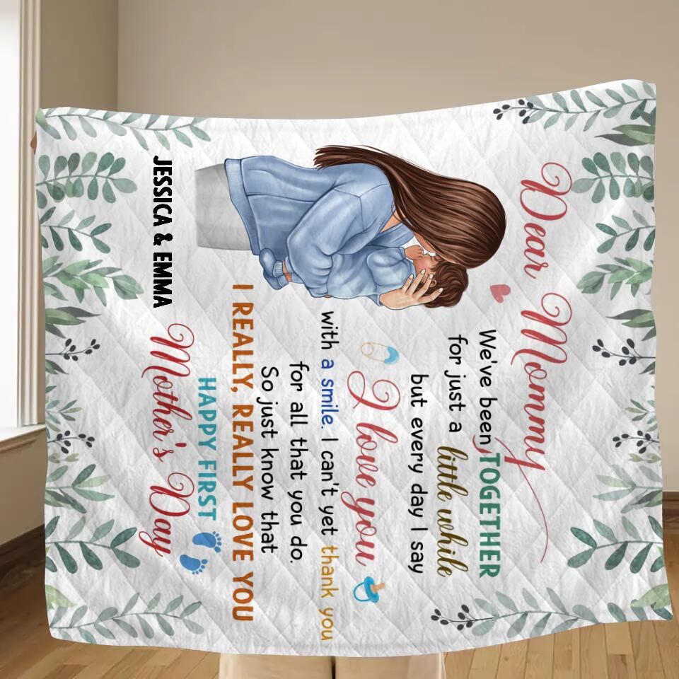 Personalized Mom & Baby Quilt/Fleece Throw Blanket - Gift Idea For First Mother's Day - I Really Really Love You