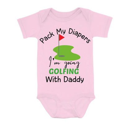Personalized Go Golfing Baby Onesie - Gift Idea for Baby/Birthday/Father's Day - Pack My Diapers I'm Going Golfing With Daddy