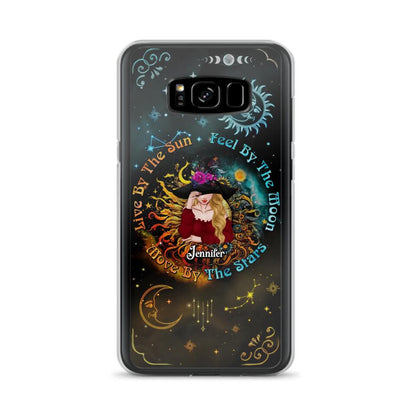 Custom Personalized Witch Phone Case - Gift Idea For Halloween/Witch Lovers - Live By The Sun Feel By The Moon Move By The Stars - Case For iPhone &  Samsung