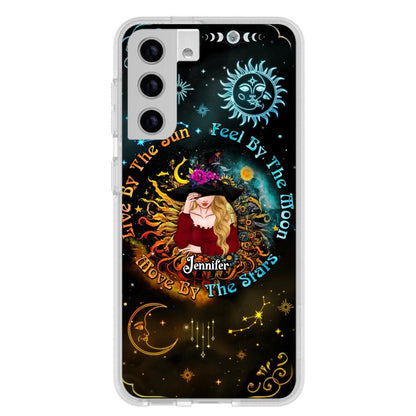Custom Personalized Witch Phone Case - Gift Idea For Halloween/Witch Lovers - Live By The Sun Feel By The Moon Move By The Stars - Case For iPhone &  Samsung