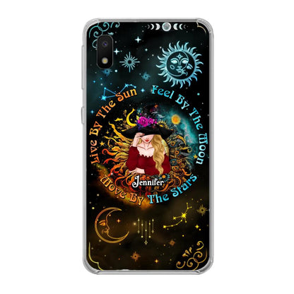 Custom Personalized Witch Phone Case - Gift Idea For Halloween/Witch Lovers - Live By The Sun Feel By The Moon Move By The Stars - Case For iPhone &  Samsung