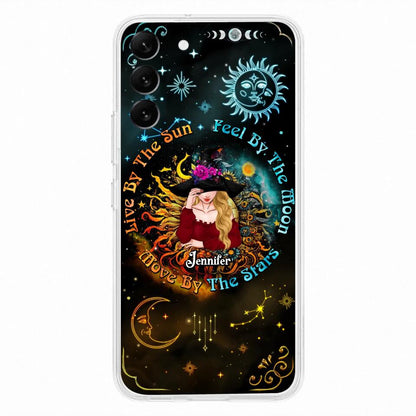 Custom Personalized Witch Phone Case - Gift Idea For Halloween/Witch Lovers - Live By The Sun Feel By The Moon Move By The Stars - Case For iPhone &  Samsung