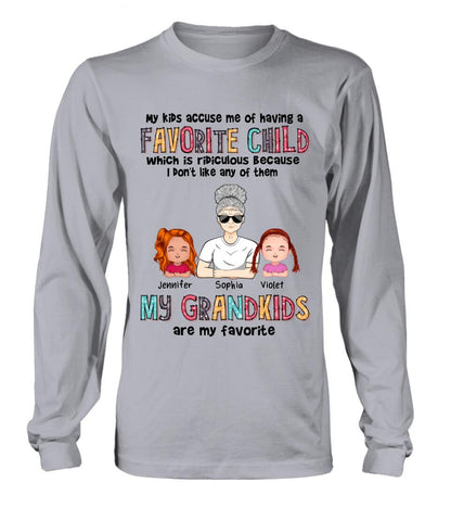 Personalized Grandma Shirt - Up to 6 Kids - Mother's Day Gift Idea For Grandma - My Kids Accuse My Of Having A Favorite Child Which Is Ridiculous