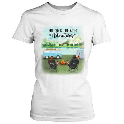 Personalized Camping T-shirt/Pullover Hoodie - Couple/Parents With Up to 6 Kids And 2 Pets - Best Gift For Camping Lover