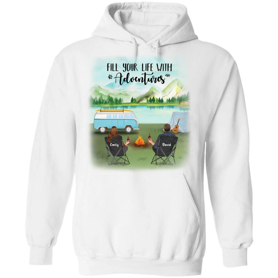 Personalized Camping T-shirt/Pullover Hoodie - Couple/Parents With Up to 6 Kids And 2 Pets - Best Gift For Camping Lover
