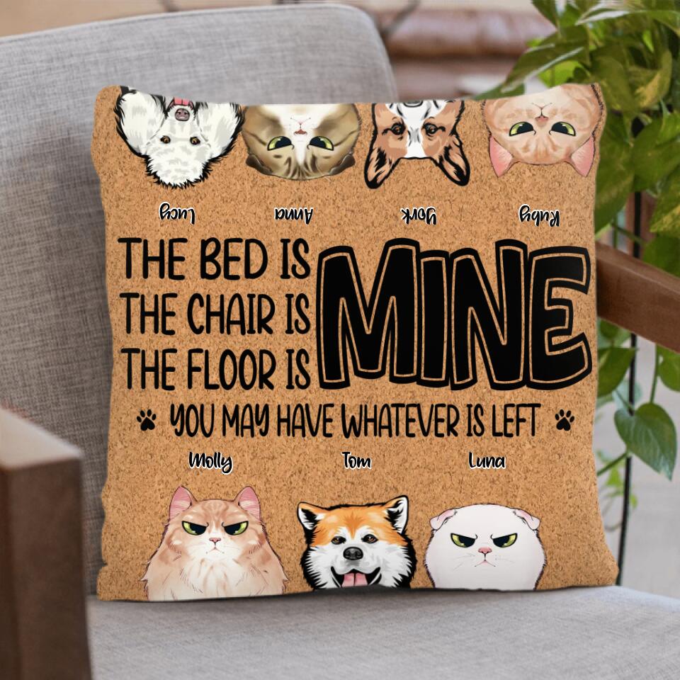 Personalized Dog/Cat Pillow Cover- Gift Idea For Dog/Cat Lover - Up to 7 Pets - The Bed Is Mine