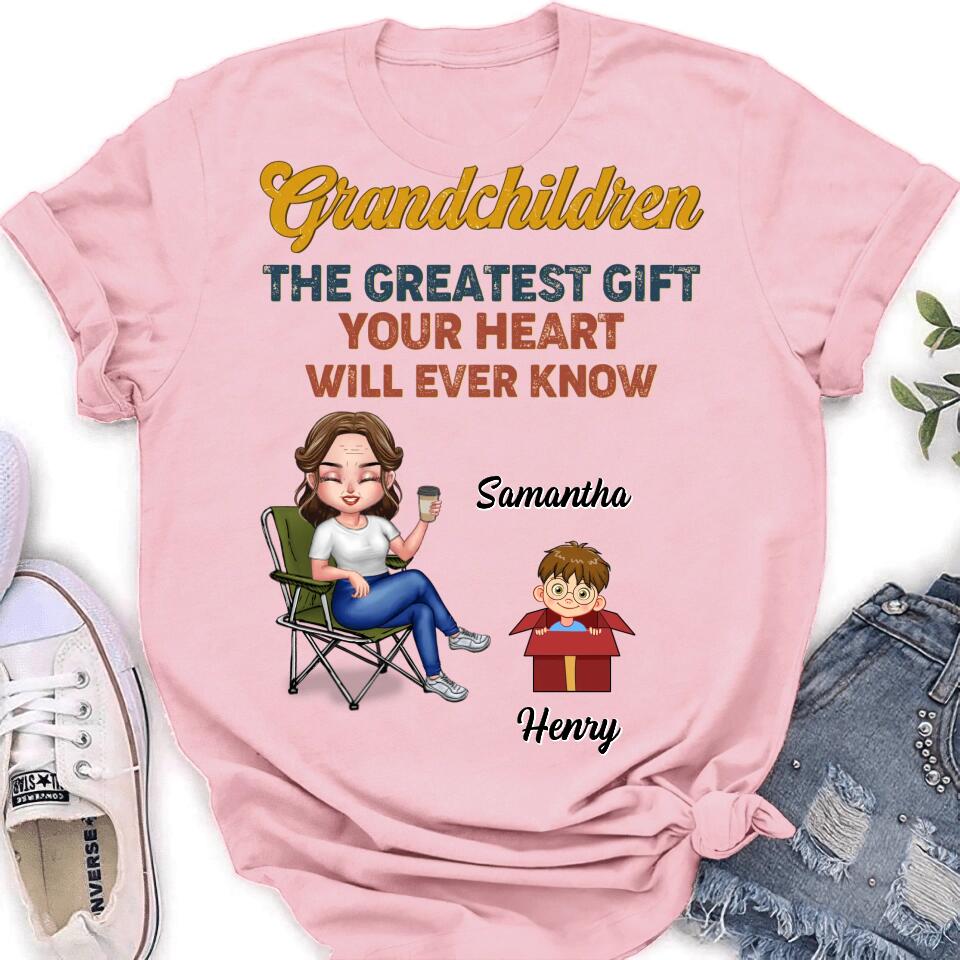 Personalized Grandma Shirt/Long sleeve/Sweatshirt/Hoodie - Gift Idea For Grandma/Mother's Day - Up to 7 Kids - Grandchildren The Greatest Gift Your Heart Will Ever Know