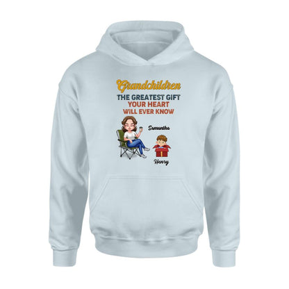 Personalized Grandma Shirt/Long sleeve/Sweatshirt/Hoodie - Gift Idea For Grandma/Mother's Day - Up to 7 Kids - Grandchildren The Greatest Gift Your Heart Will Ever Know