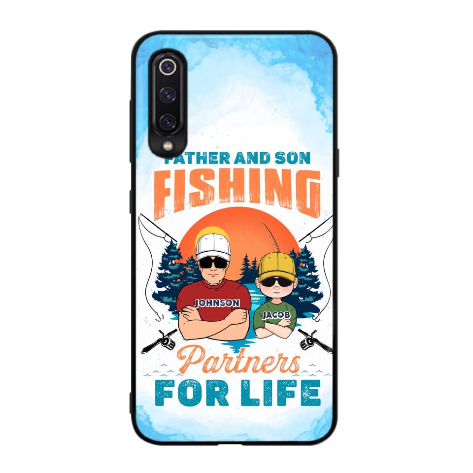 Personalized Father And Son Fishing Phone Case For Xiaomi/Oppo/Huawei - Dad With Up to 3 Children - Gift Idea For Father/Son/Daughter/Father's Day/Fishing Lover - Father And Son Fishing Partners For Life