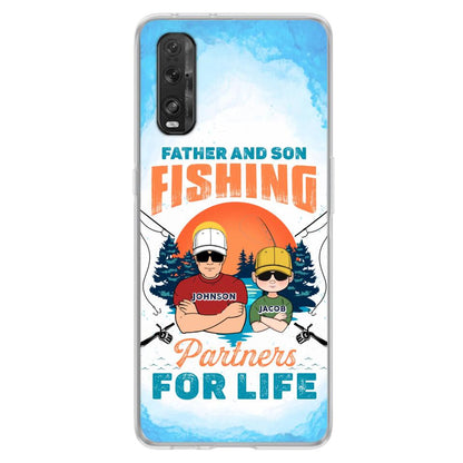 Personalized Father And Son Fishing Phone Case For Xiaomi/Oppo/Huawei - Dad With Up to 3 Children - Gift Idea For Father/Son/Daughter/Father's Day/Fishing Lover - Father And Son Fishing Partners For Life
