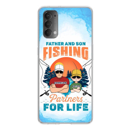 Personalized Father And Son Fishing Phone Case For Xiaomi/Oppo/Huawei - Dad With Up to 3 Children - Gift Idea For Father/Son/Daughter/Father's Day/Fishing Lover - Father And Son Fishing Partners For Life