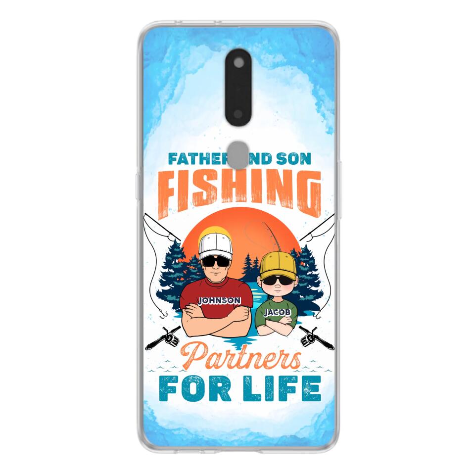 Personalized Father And Son Fishing Phone Case For Xiaomi/Oppo/Huawei - Dad With Up to 3 Children - Gift Idea For Father/Son/Daughter/Father's Day/Fishing Lover - Father And Son Fishing Partners For Life