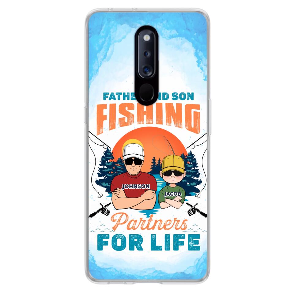 Personalized Father And Son Fishing Phone Case For Xiaomi/Oppo/Huawei - Dad With Up to 3 Children - Gift Idea For Father/Son/Daughter/Father's Day/Fishing Lover - Father And Son Fishing Partners For Life