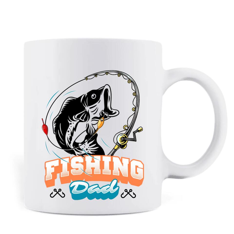 Personalized Father And Son Fishing Coffee Mug - Dad With Up to 3 Children - Gift Idea For Father/Son/Daughter/Father's Day/Fishing Lover - Fishing Dad