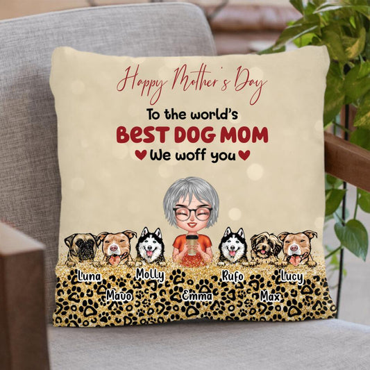 Personalized Dog Mom/Dog Dad Pillow Cover/Fleece Throw Blanket/Quilt - Man/Woman With Up to 6 Dogs - Mother's Day/Father's Day Gift Idea For Dog/Cat Lover
