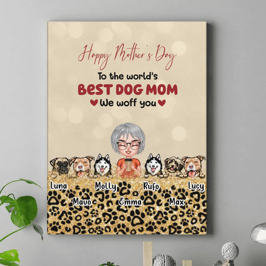Personalized Dog Mom/Dog Dad Canvas - Man/Woman With Up to 6 Dogs - Mother's Day/Father's Day Gift Idea For Dog Lover
