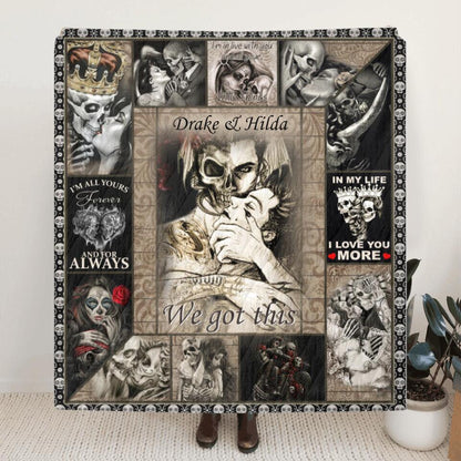 Custom Skull Quilt/Fleece Blanket - Best Gift Idea For Couple - I'm All Your Forever And For Always