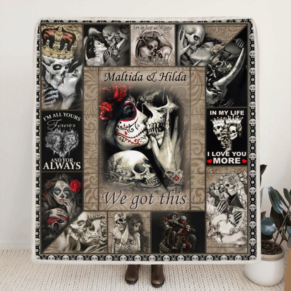 Custom Skull Quilt/Fleece Blanket - Best Gift Idea For Couple - I'm In Love With You And All Your Little Things