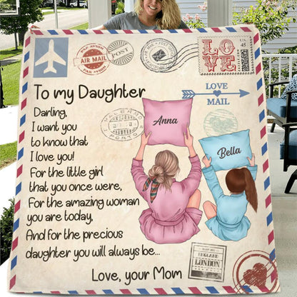 Personalized To My Daughter Fleece Throw Blanket/Quilt  - Best Gift Idea From Mom to Daughter/Birthday Gift - Darling, I Want You To Know That I Love You