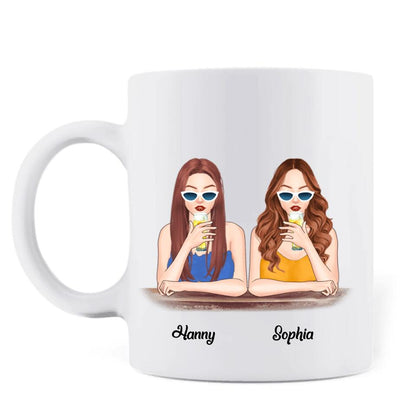 Personalized Drink Besties Mug - Best Gift For Friend/Sister - Let's Be Friends 'Till We're Old And Bonkers