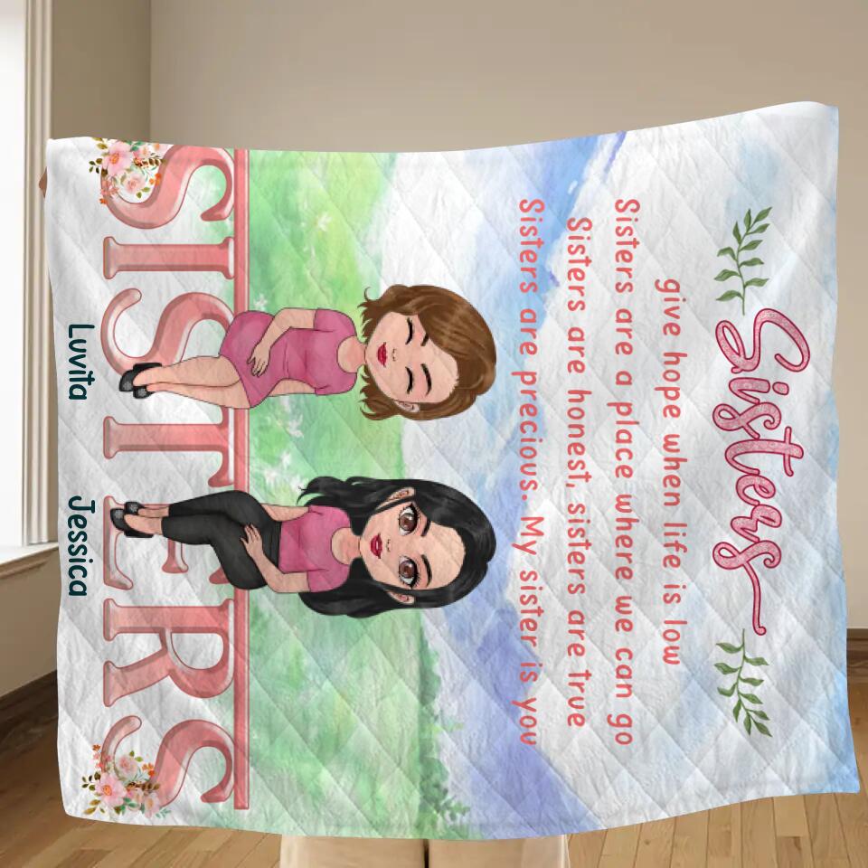 Personalized Sisters Father's Day - Gift Idea For Sister/Sibling - Up to 4 Sisters - Sisters Give Hope When Life Is Low