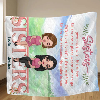 Personalized Sisters Father's Day - Gift Idea For Sister/Sibling - Up to 4 Sisters - Sisters Give Hope When Life Is Low